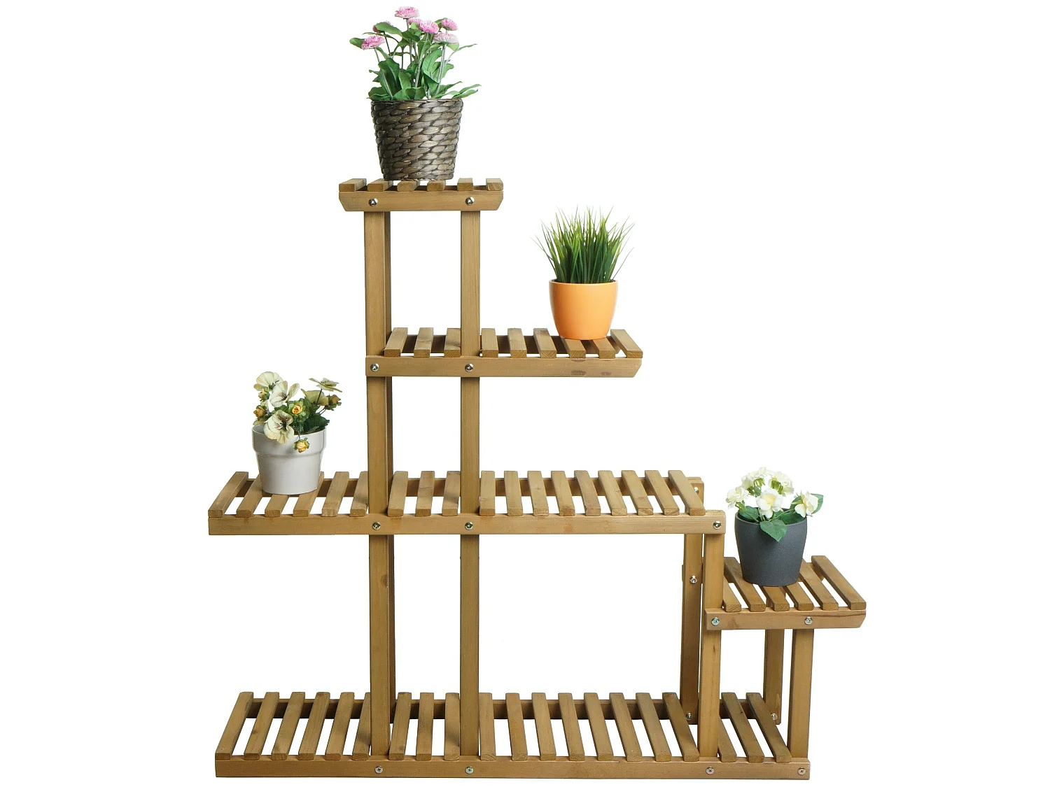 Estantería MCW-L71, Estantería para plantas MCW-L71, estantería escalera para flores, 5 estantes, 95x105x25cm madera de abeto para exteriores MVG, marrón