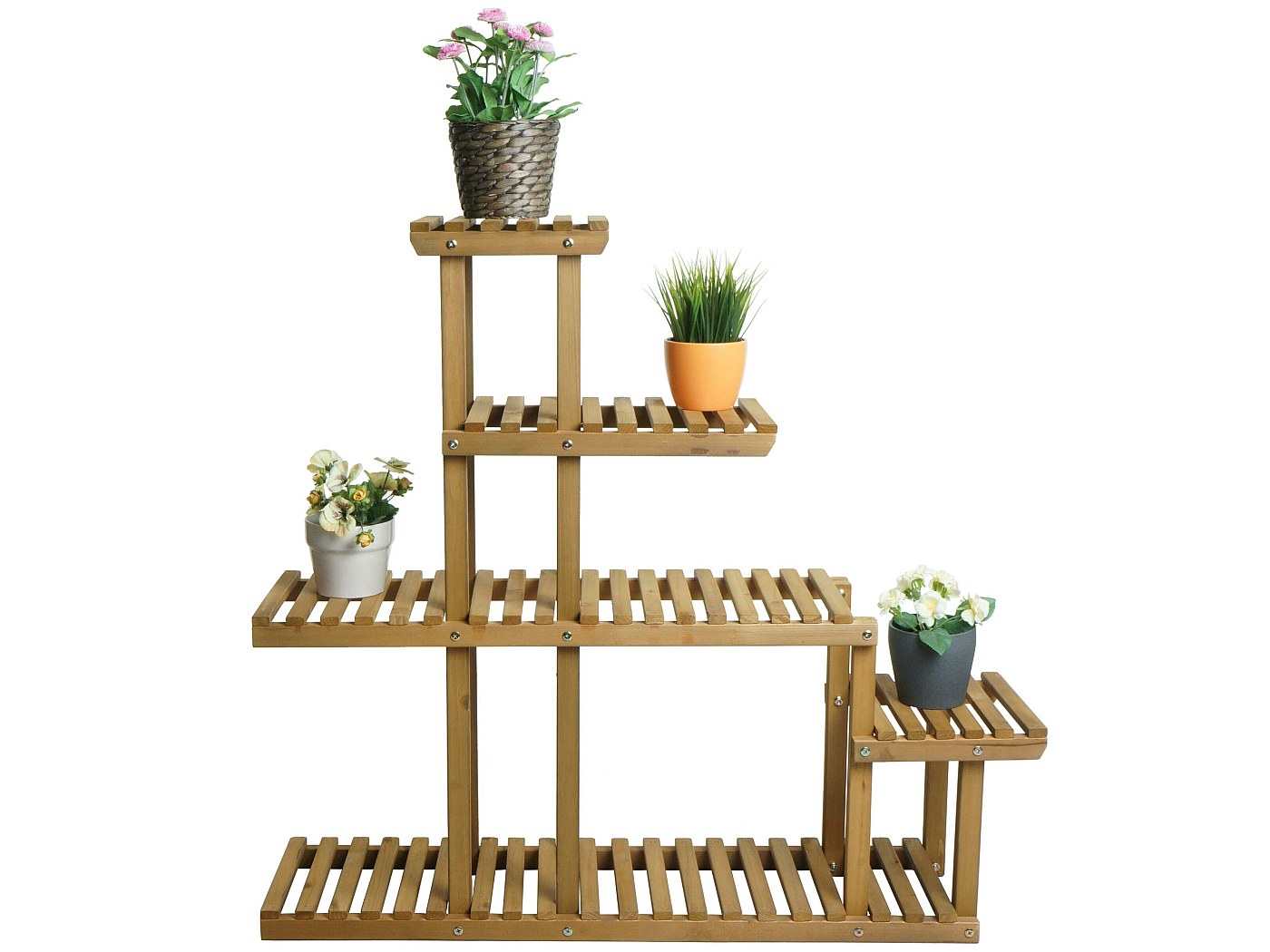 Relaxdays Fioriera A Scala 5 Ripiani In Legno, Scaffale Portafiori Da Interno Hlp 142 5 X 83 X 28 5 Cm Marrone Scuro 85400504