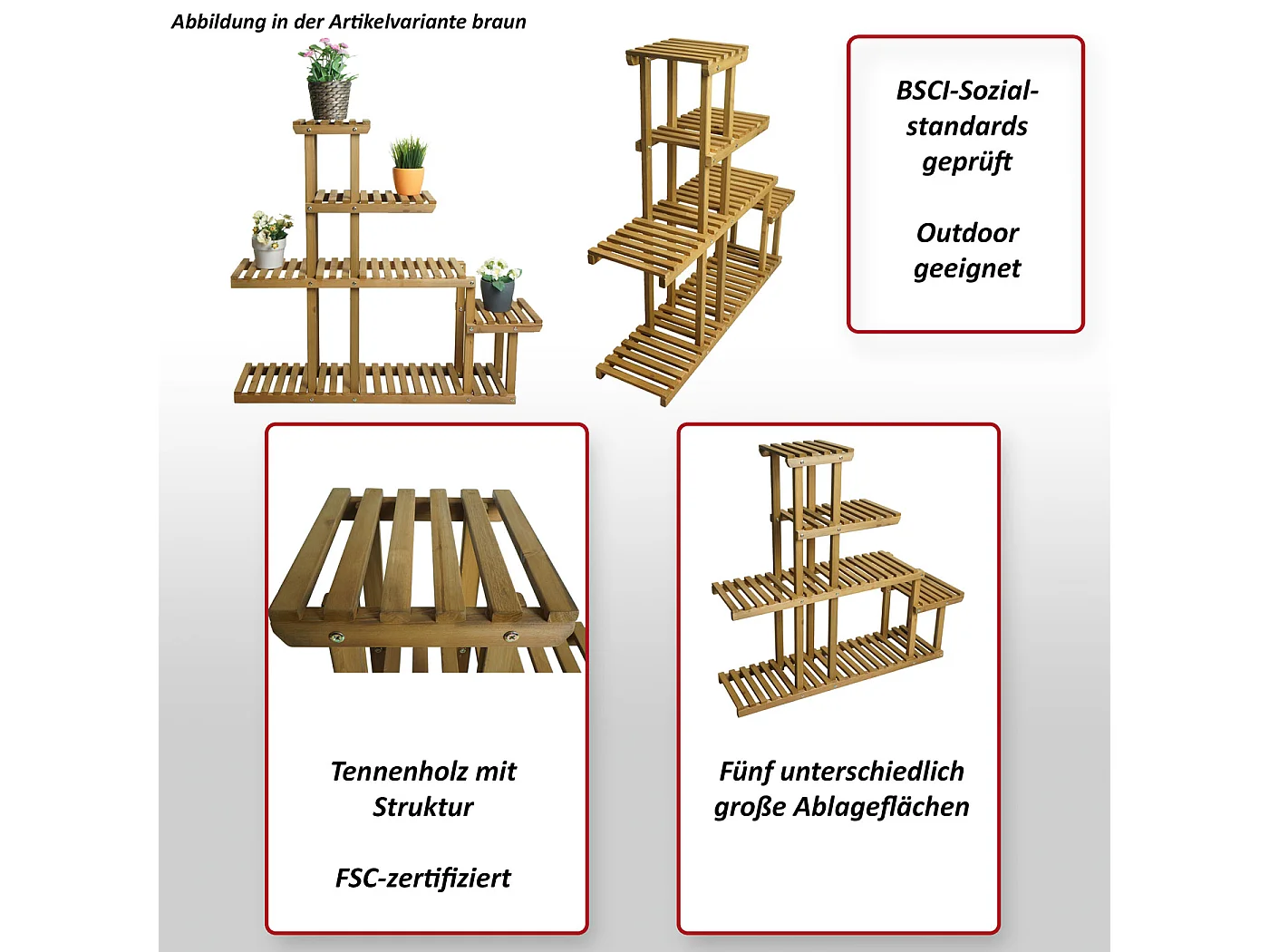 Étagère à plantes MCW-L71,  brun