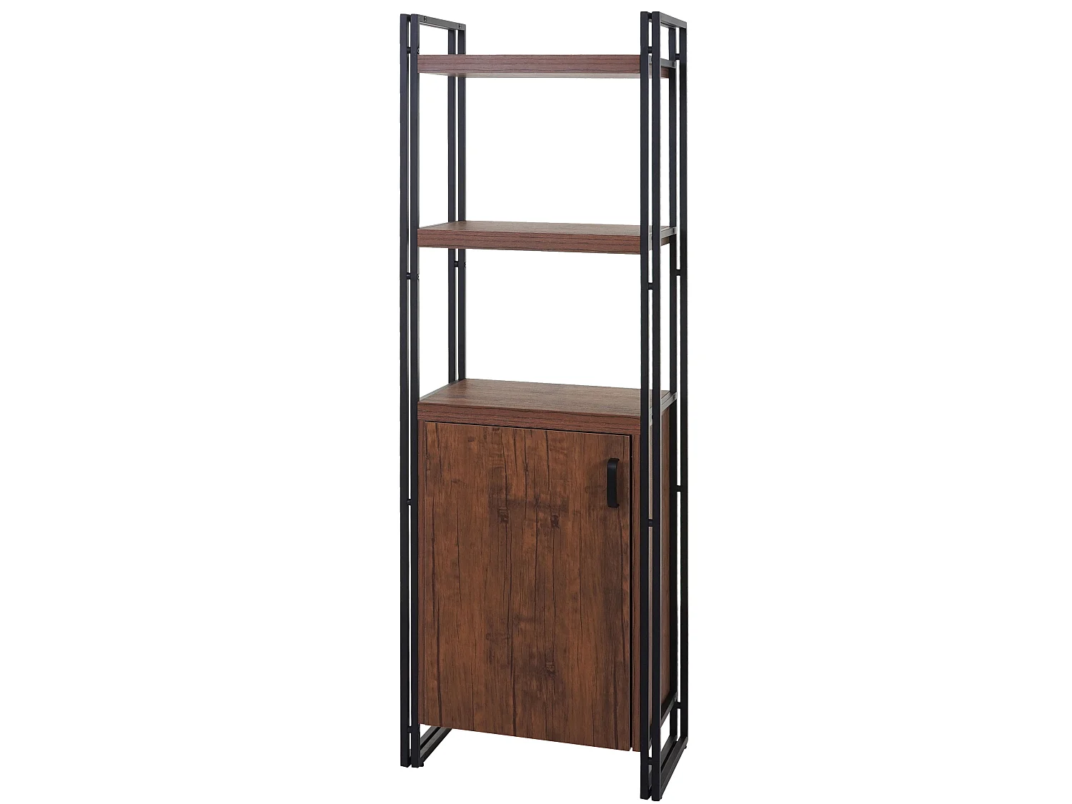 Libreria scaffale 3D MDF MCW-A27 scomparto con sportello legno metallo color rovere