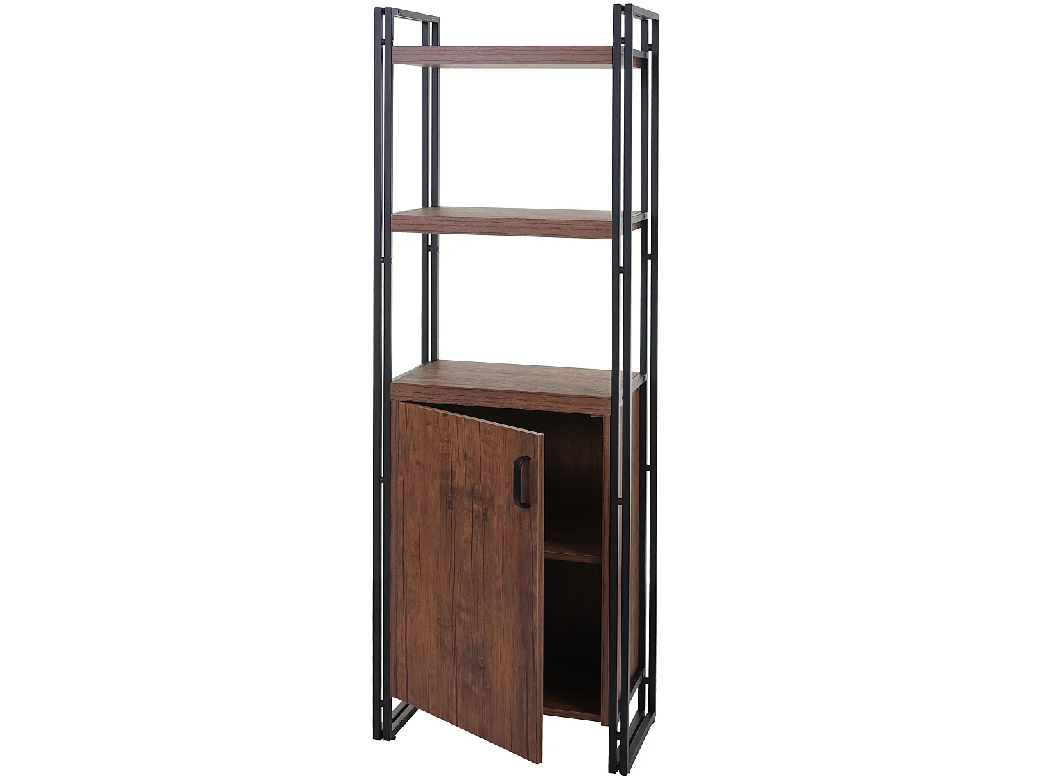 Bücherregal MCW-A27, Regal Standregal Wohnregal, Staufach mit Tür 165x55cm 3D-Struktur Wildeiche-Optik