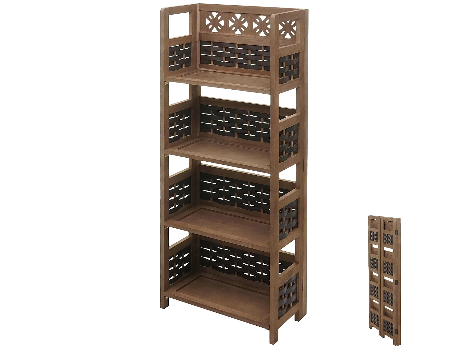 Étagère MCW-K86,  brun foncé, tressage brun foncé