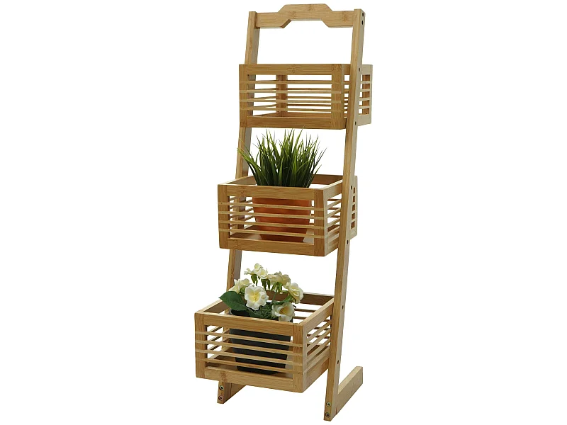 Scaffale 3x ceste portaoggetti portavasi bagno piante MCW-M21 77x23x30cm bambù