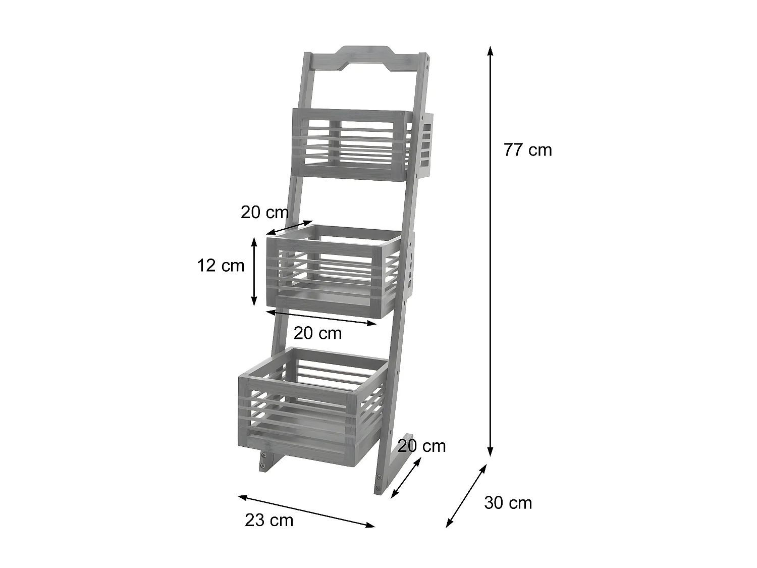 Scaffale 3x ceste portaoggetti portavasi bagno piante MCW-M21 77x23x30cm bambù