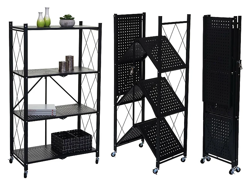 Étagère MCW-J85 pliable,  noir, 4 niveaux