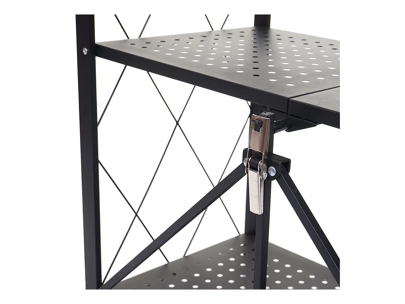Scaffale libreria MCW-J85 pieghevole con ruote acciaio verniciato 4 ripiani nero