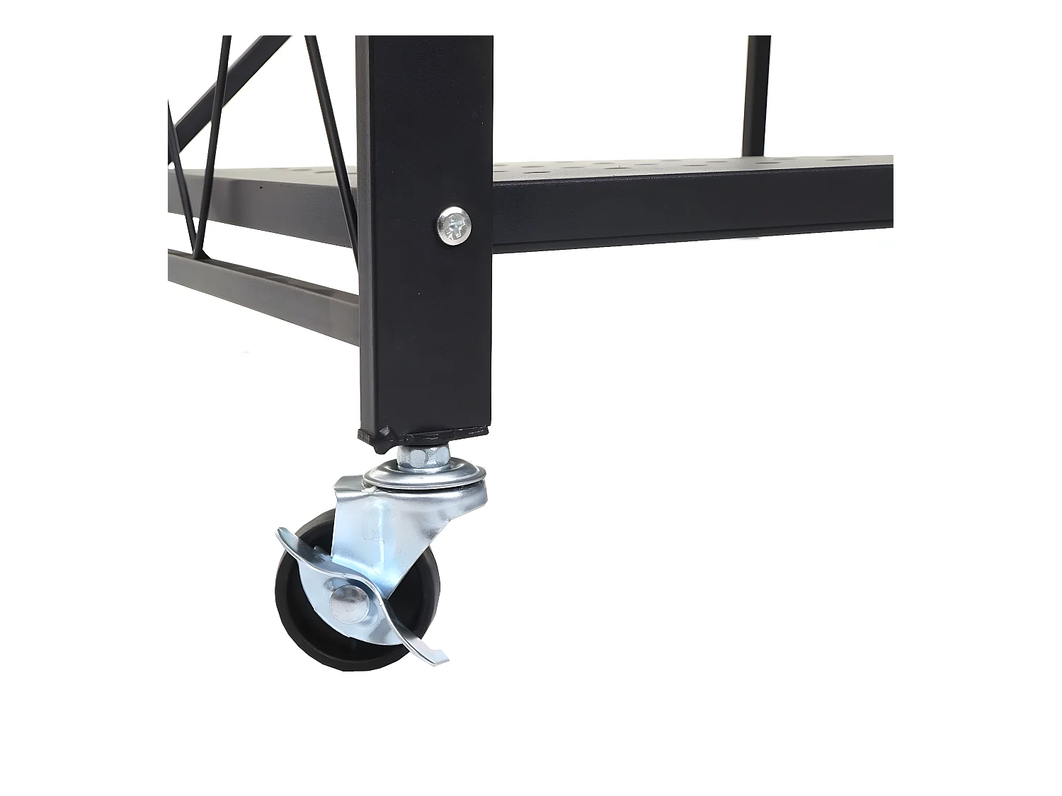 Scaffale libreria MCW-J85 pieghevole con ruote acciaio verniciato 4 ripiani nero