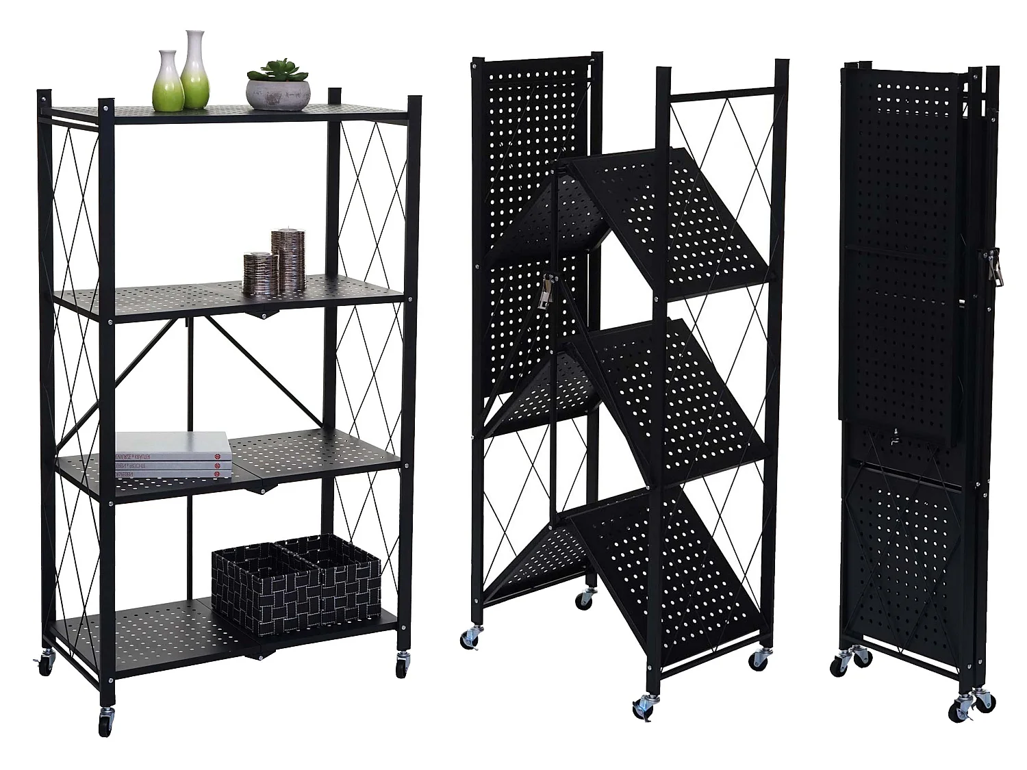 Rek MCW-J85 inklapbaar,  zwart, 4 niveaus