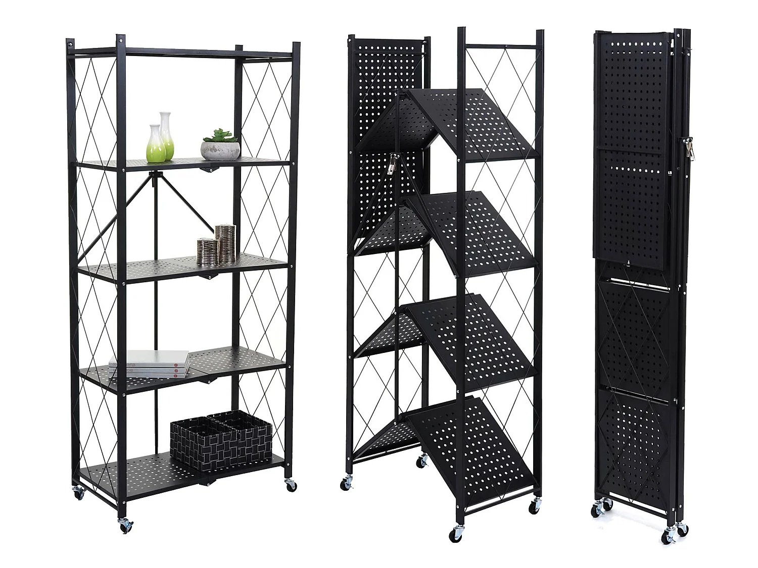 Unidade de prateleiras dobráveis MCW-J85,  preto, 5 níveis