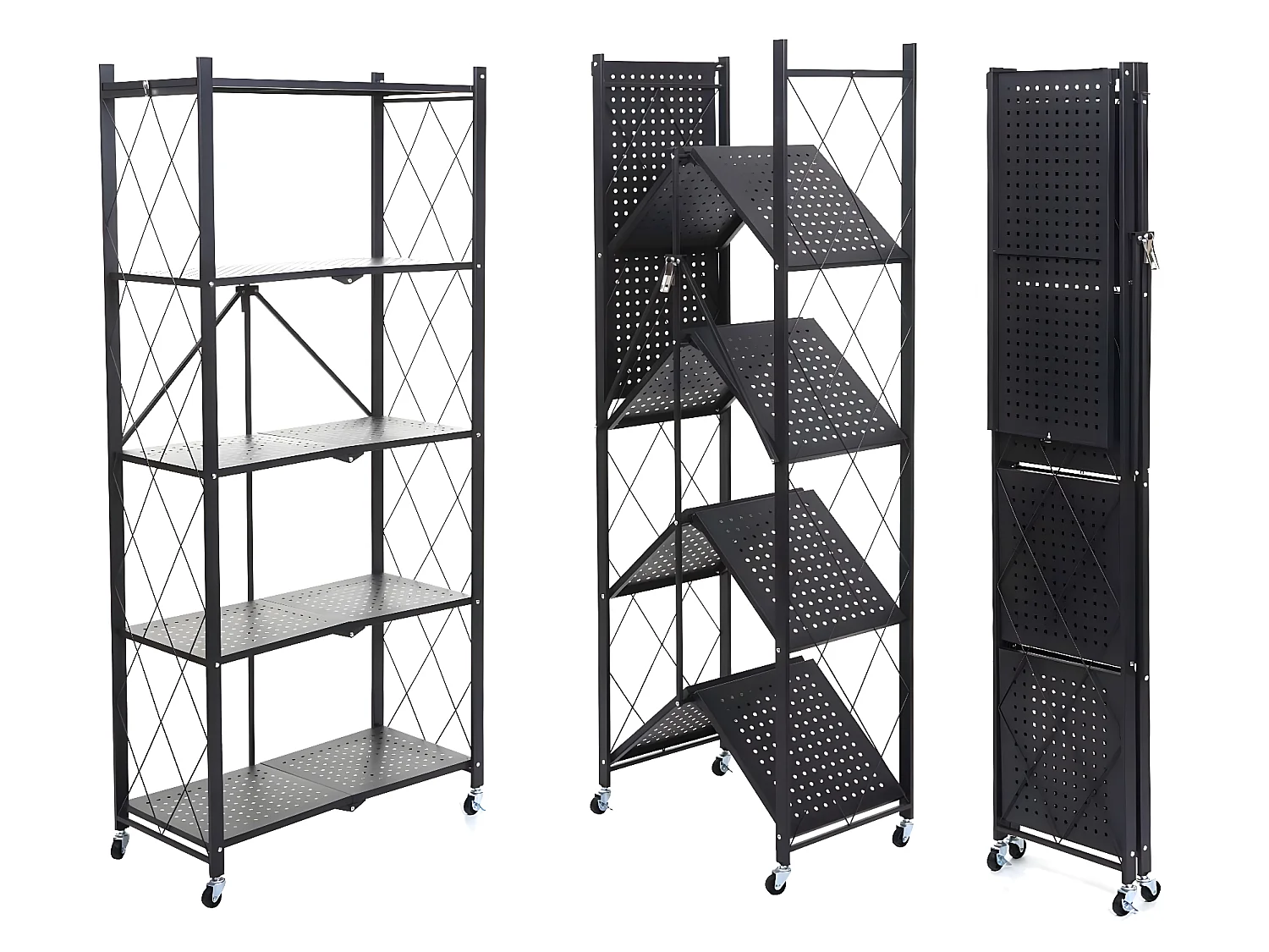 Unidade de prateleiras dobráveis MCW-J85,  preto, 5 níveis