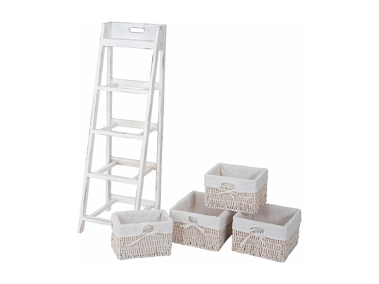 Ladderrek Franca Shabby-look 4 manden,  wit