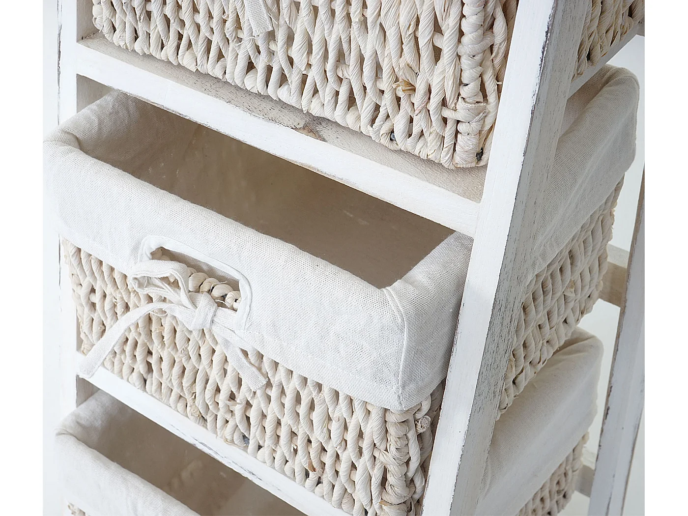 Étagère échelle Franca look shabby 4 paniers,  blanc