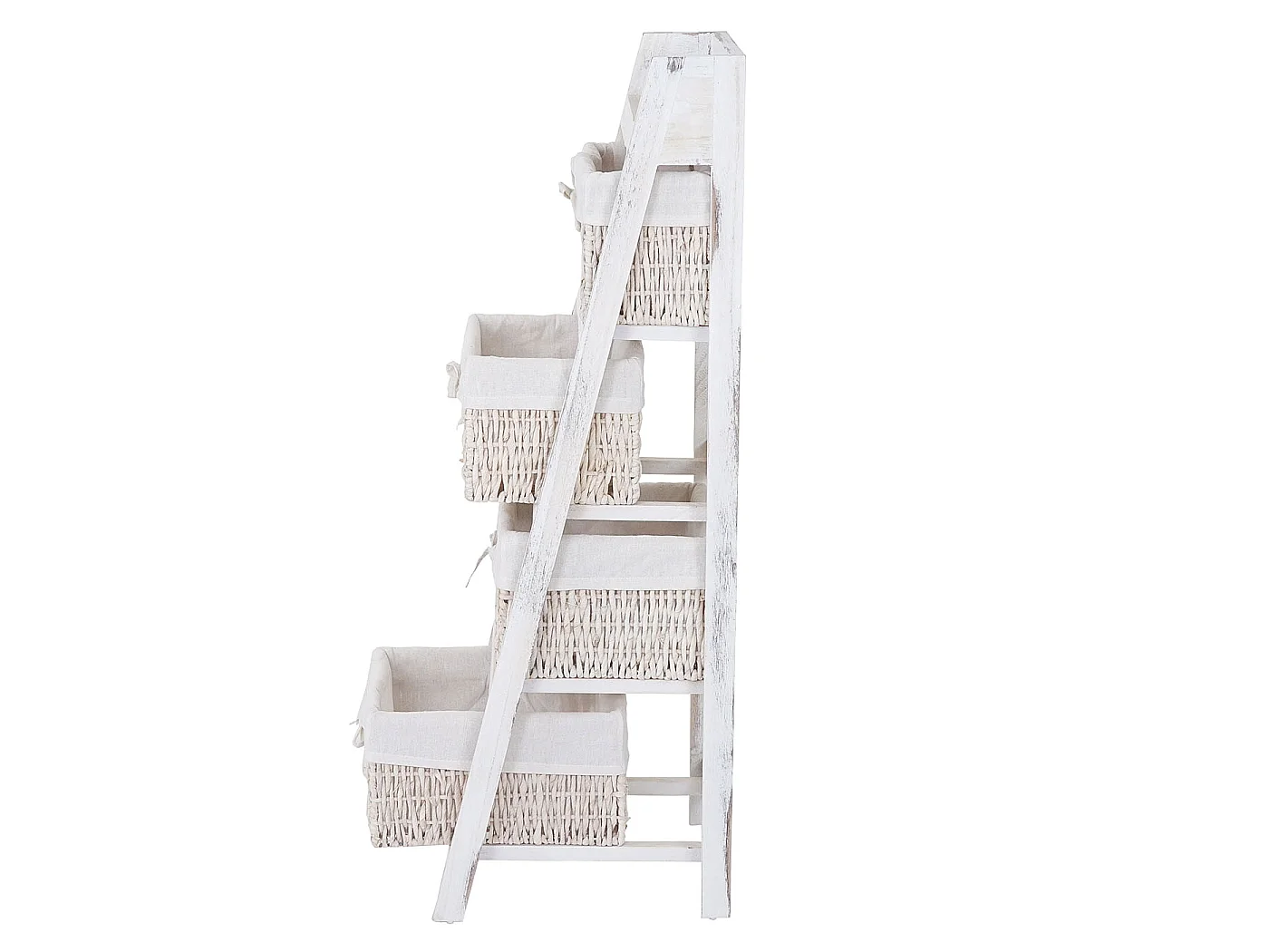 Étagère échelle Franca look shabby 4 paniers,  blanc