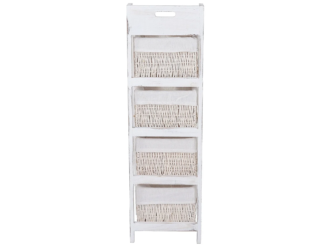 Étagère échelle Franca look shabby 4 paniers,  blanc