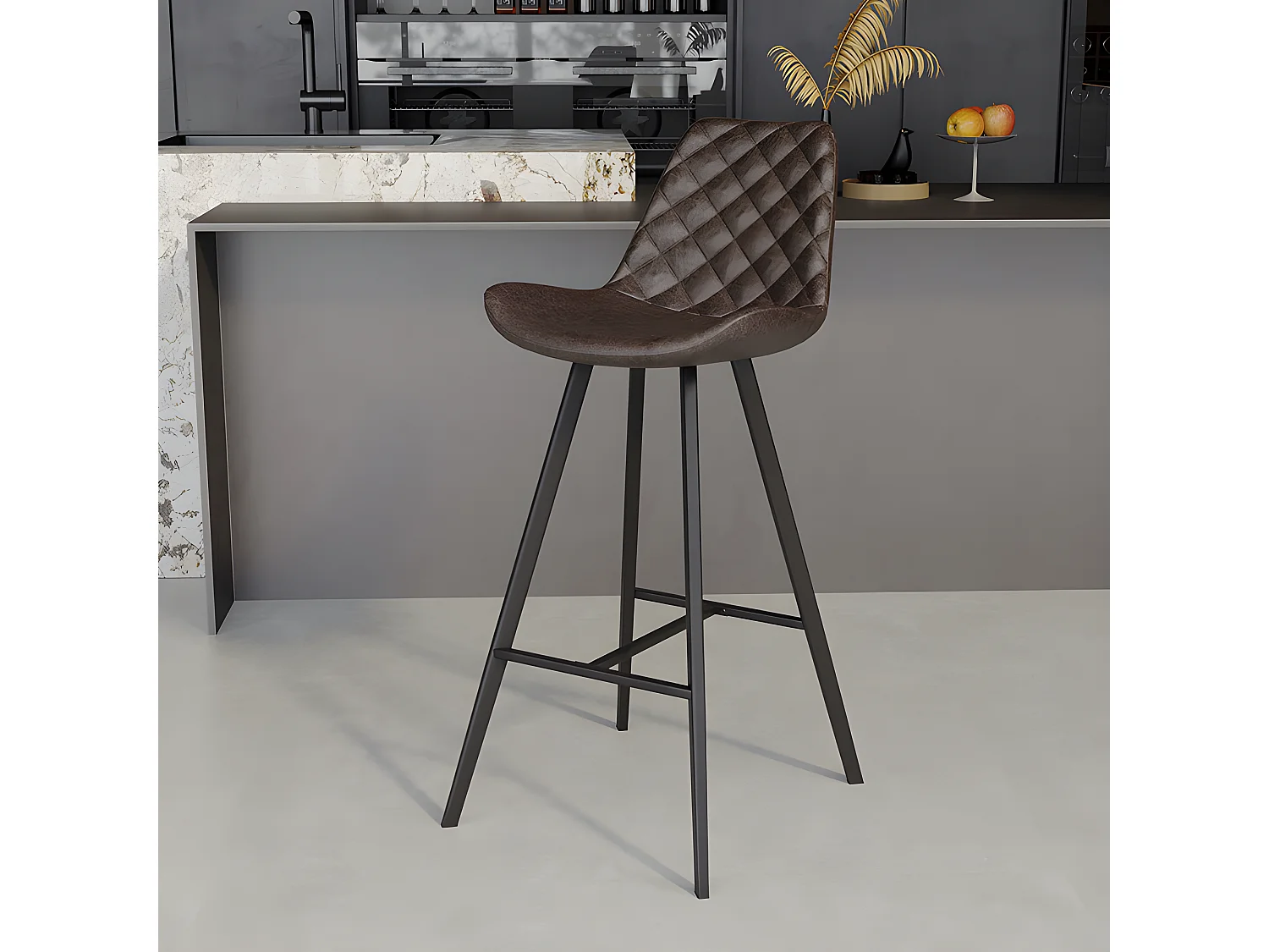 Tabouret de bar Palmas PU brun foncé