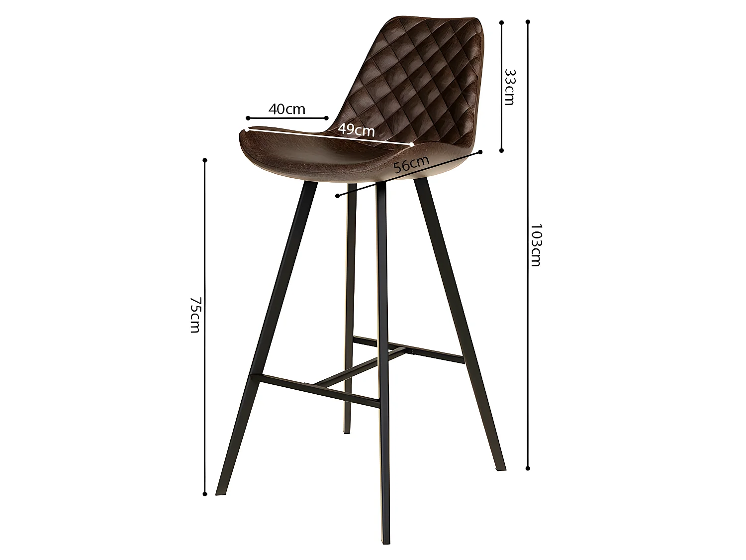 Tabouret de bar Palmas PU brun foncé