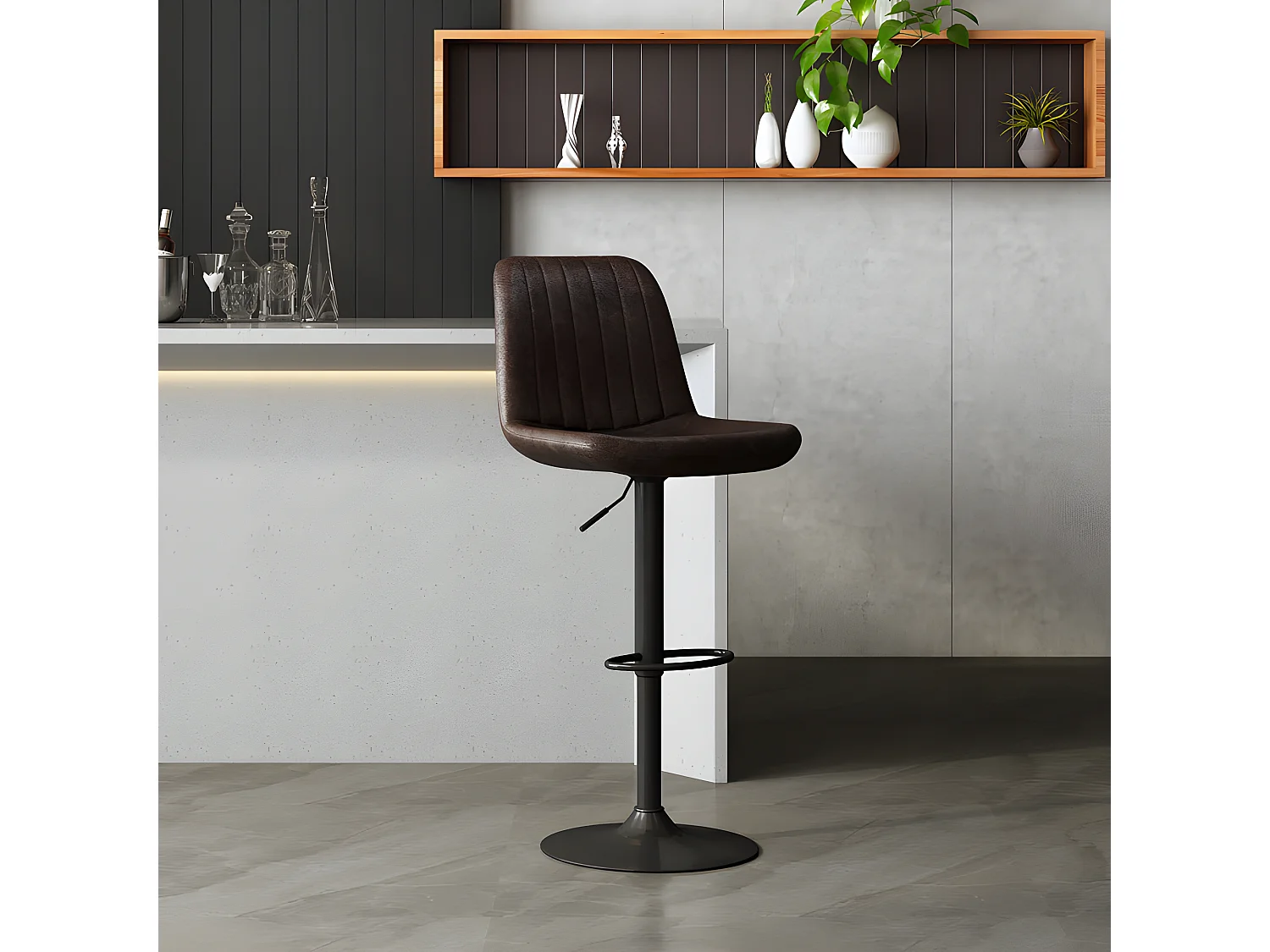 Tabouret de bar pivotant Barcelona PU brun foncé