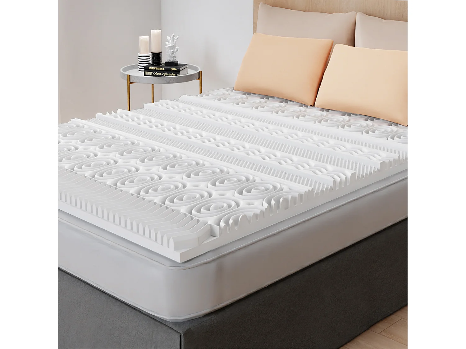 CASABEL Surmatelas 120x200 cm - Mémoire De Forme 13 Zones de Soutien - Sur-matelas Confort