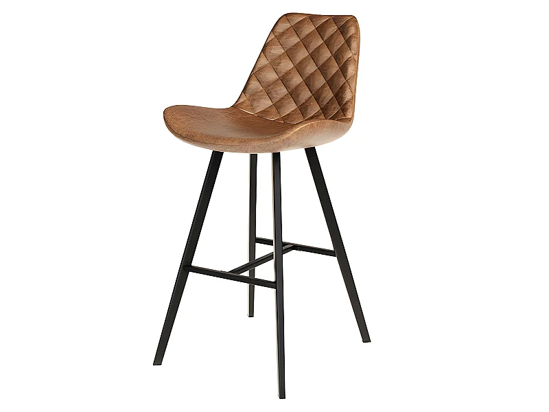 Tabouret de bar bas Alicante PU cognac