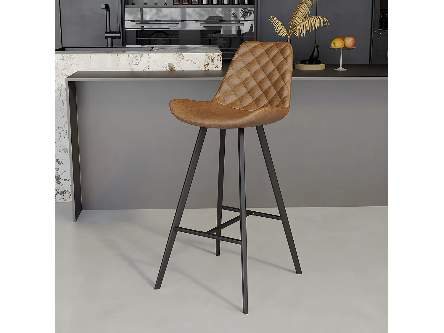 Tabouret de bar Palmas PU cognac