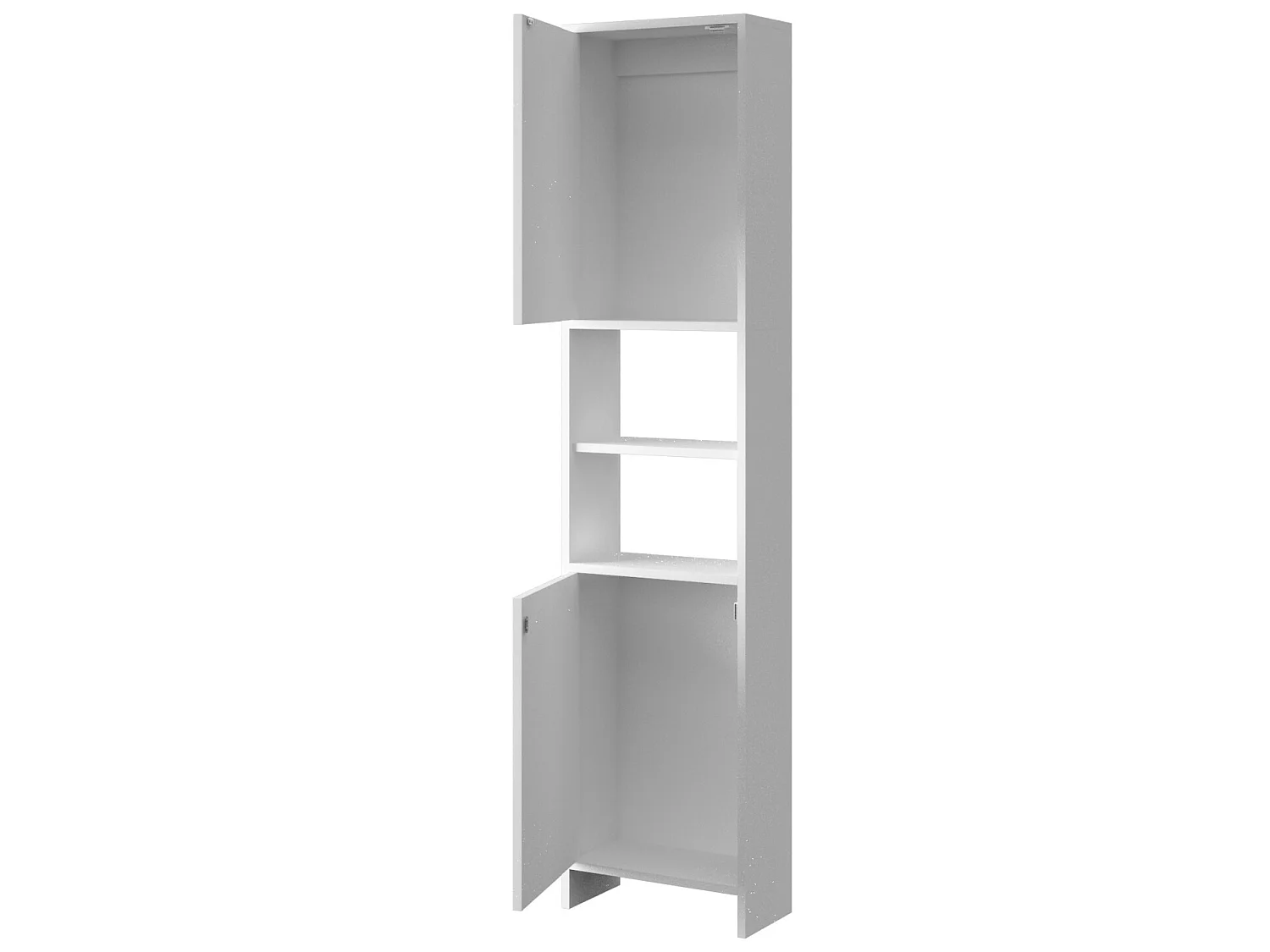 CASABEL Meuble Colonne de Salle de Bain avec 4 Compartiments de Rangement, Petite Armoire pour Salle d’Eau, Cuisine, Blanc