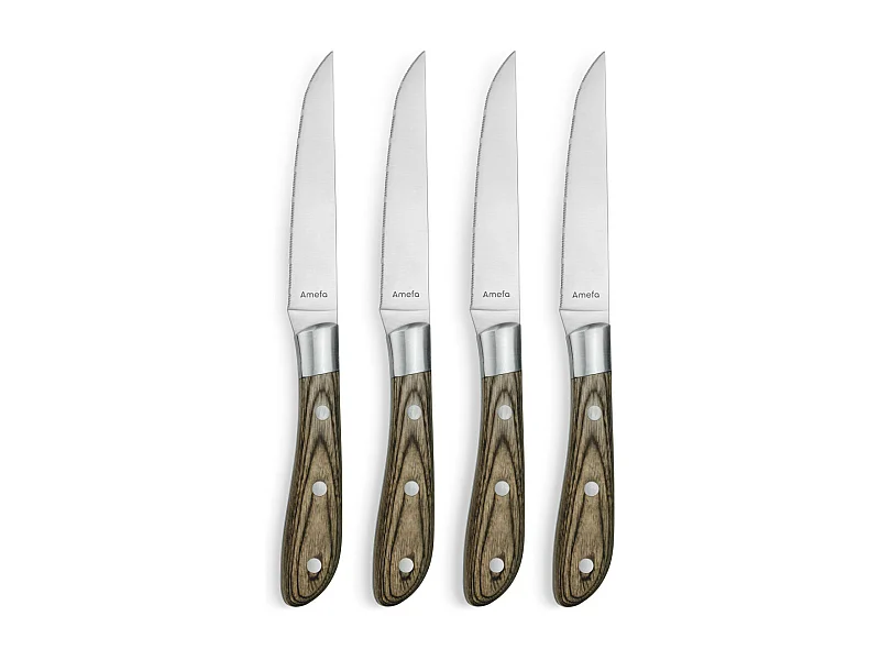 Set van 4 steakmessen Achille Bois de pakka van Amefa