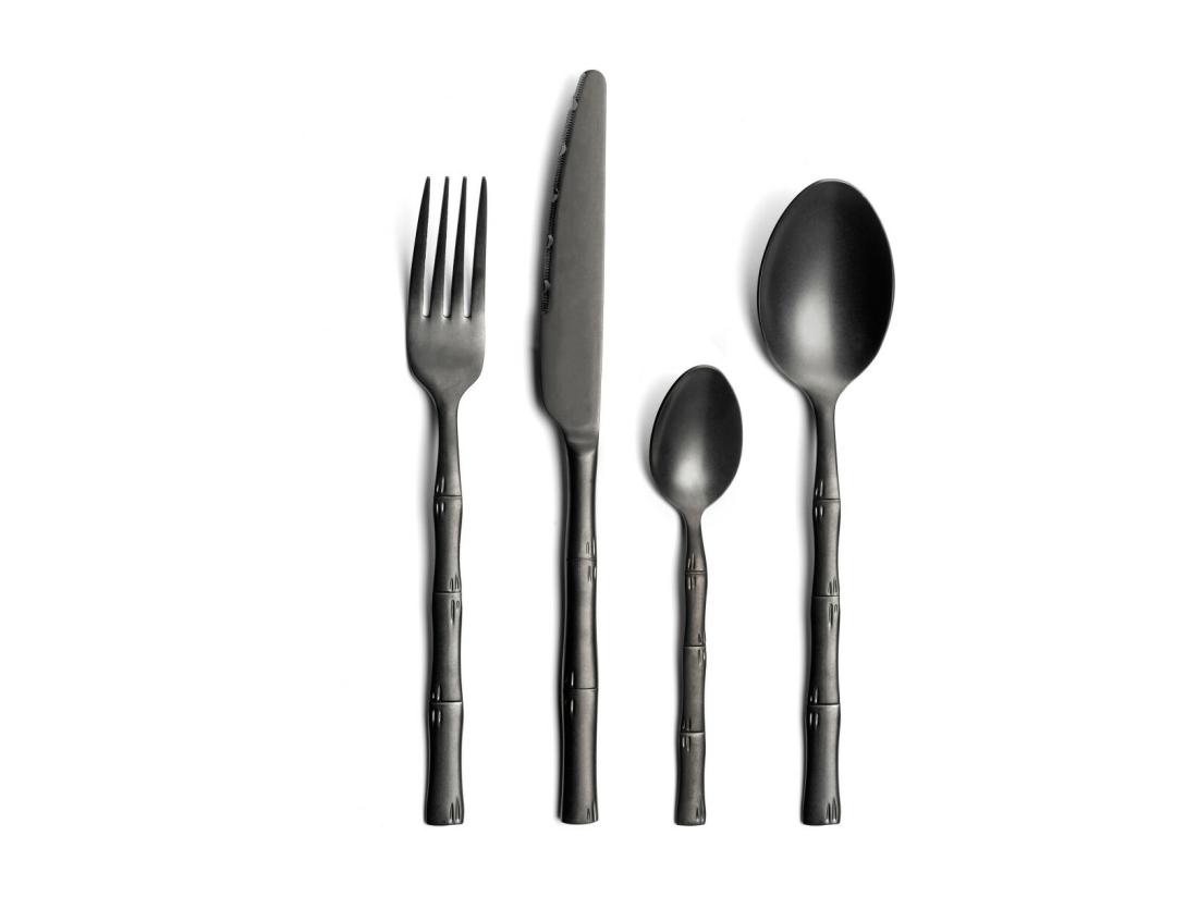 vente unique Canisse - Ménagère 16 pièces Noir mat