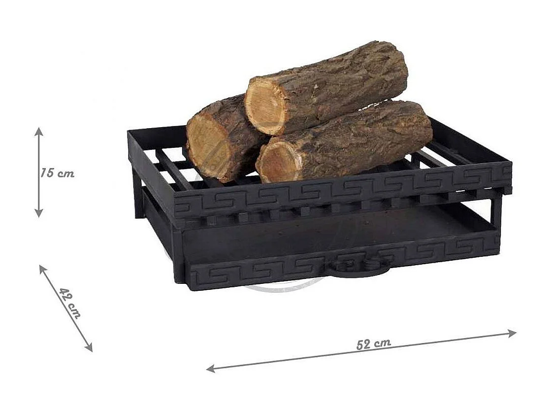 Grille porte-bûches en fonte 52x42x15 cm