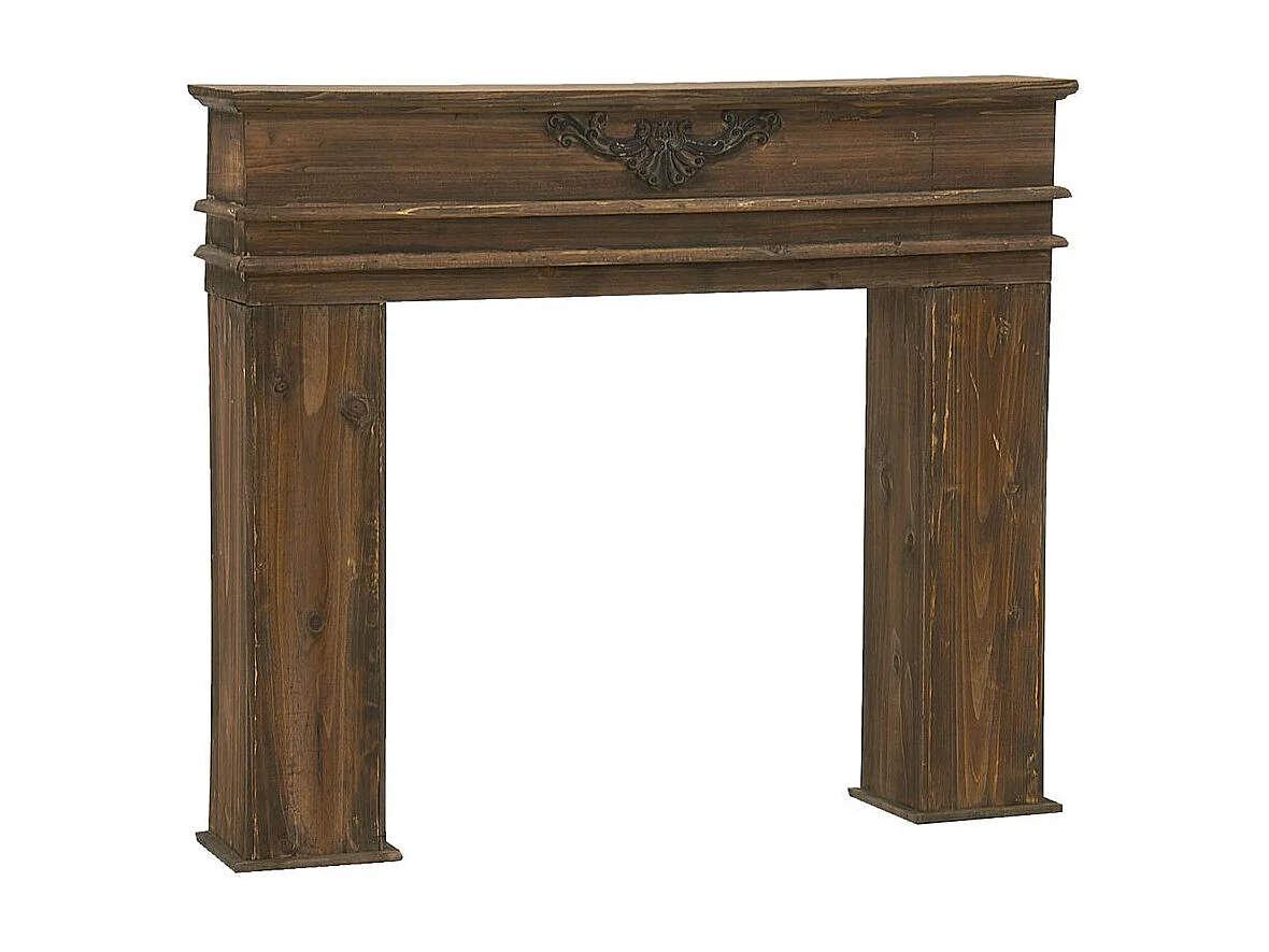 Manteau de cheminée en pin marron vieilli
