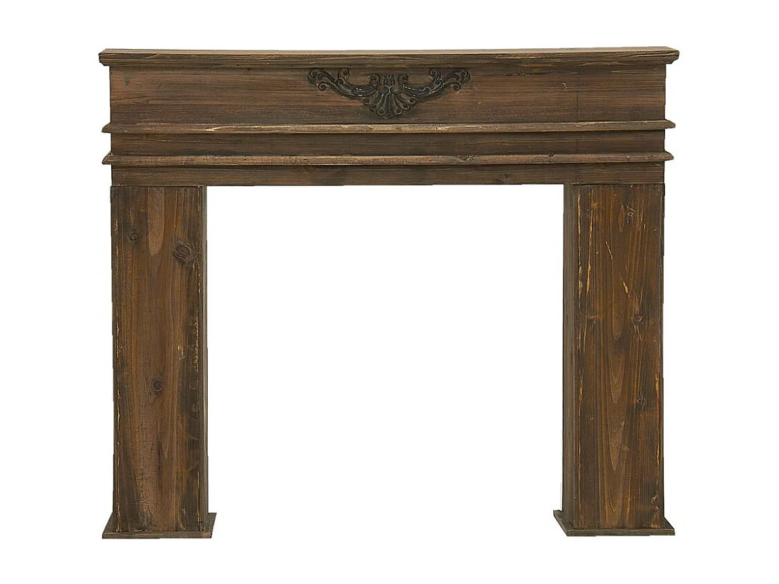 Manteau de cheminée en pin marron vieilli