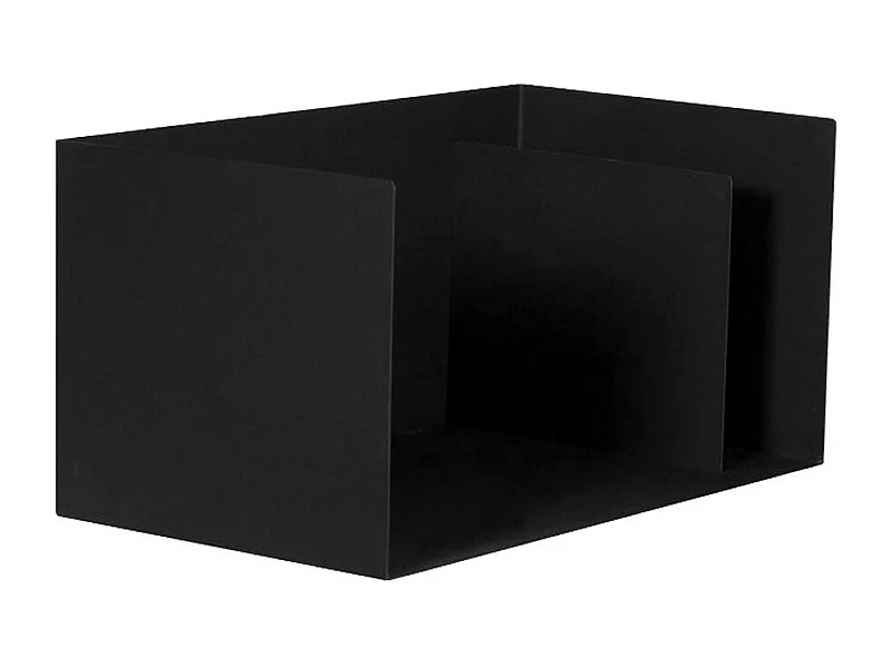 Rangement bois BE à deux compartiments en acier noir 70x35x40 cm