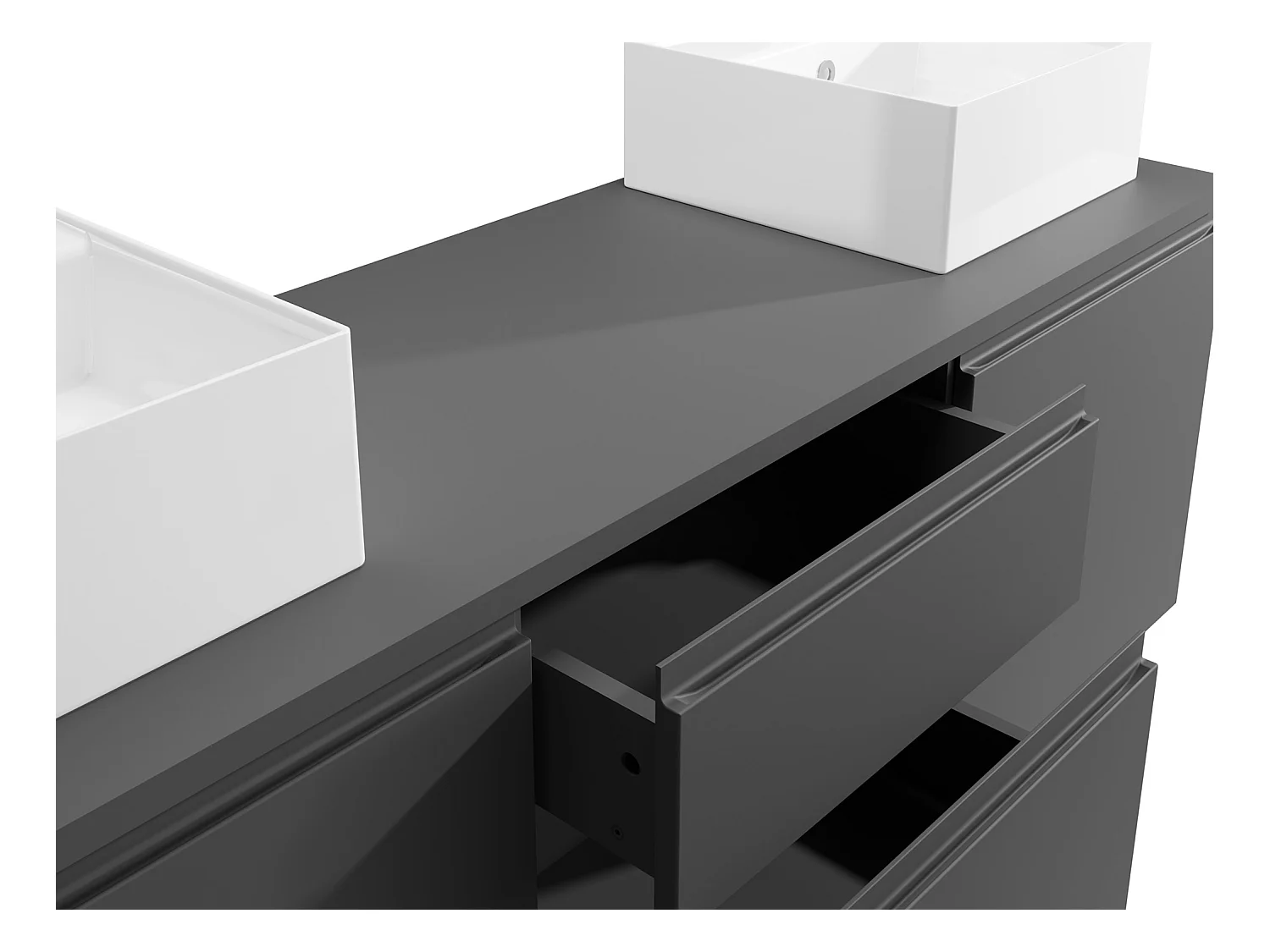 Hangend badkamermeubel met dubbele wastafel - Grijs - 150 cm - JIMENA II