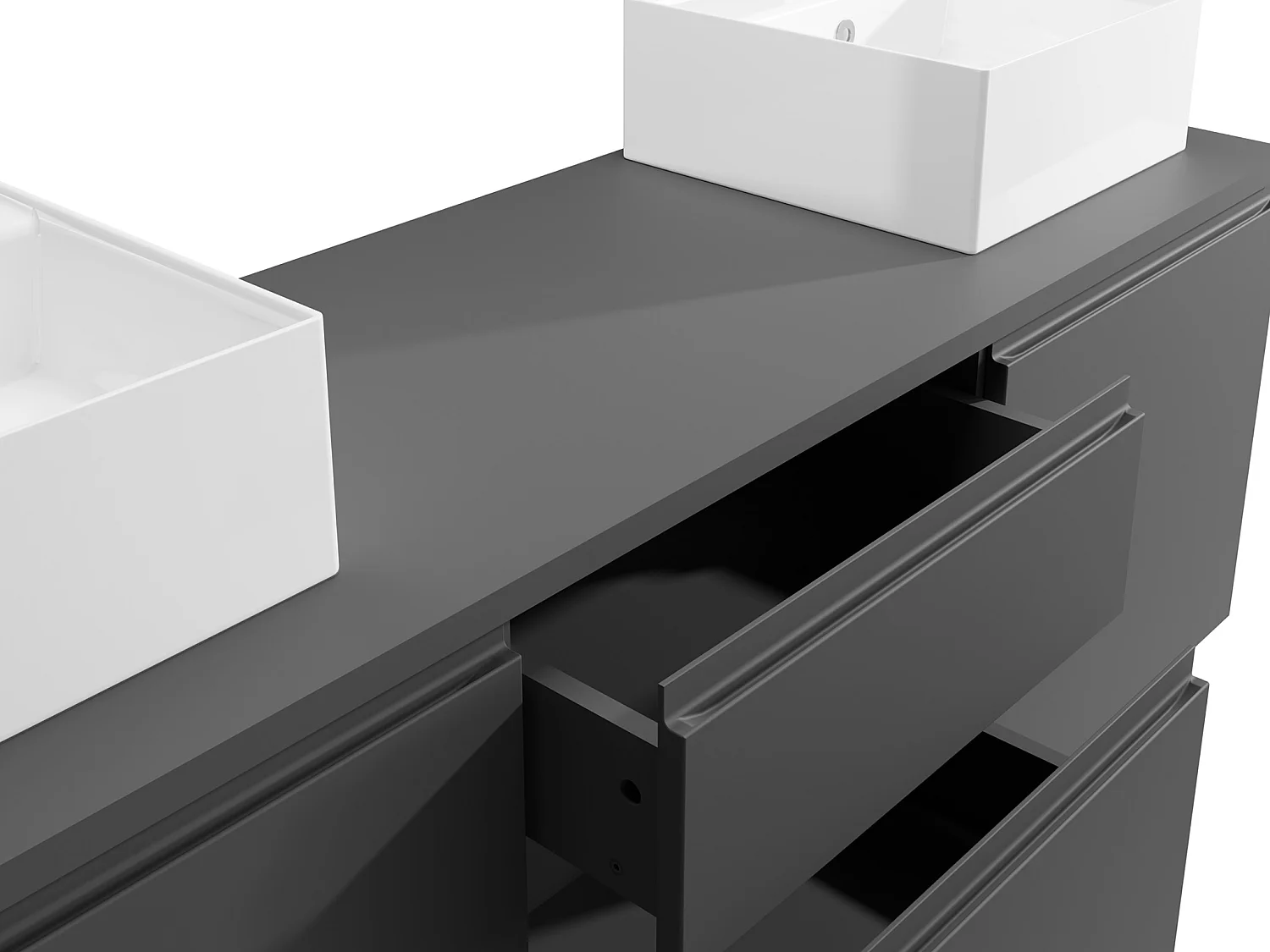 Mueble de baño flotante con dos lavabos - Gris - 150 cm - JIMENA II