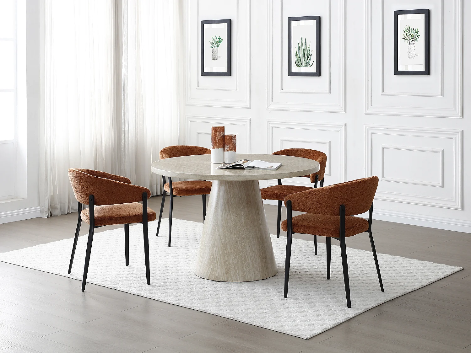 Table à manger 4 personnes en MDF - Effet travertin beige - LARIOZA de Pascal Morabito