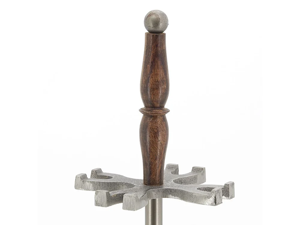 Valet de cheminée en étain antique et bois 4 accessoires