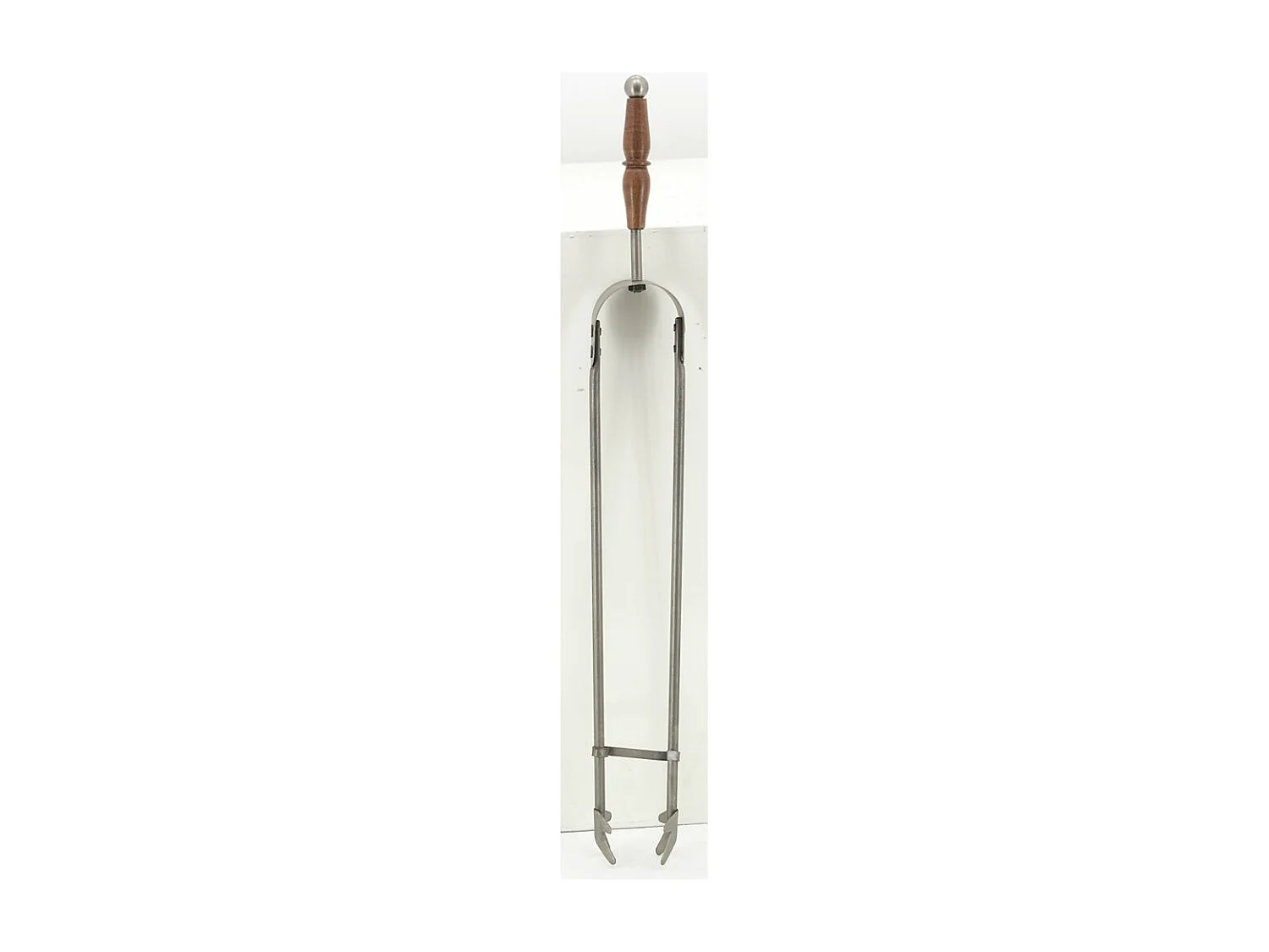 Valet de cheminée en étain antique et bois 4 accessoires