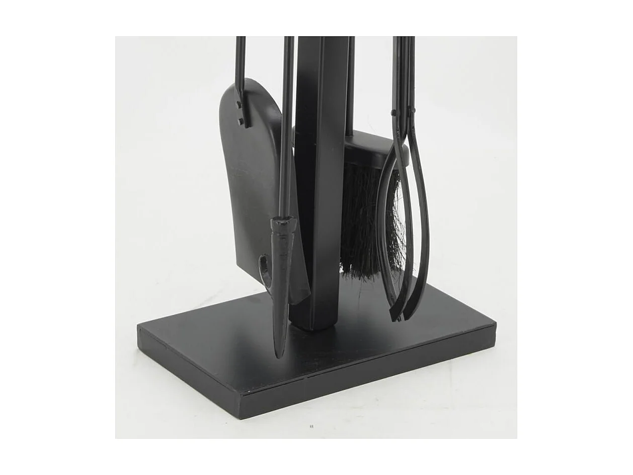 Valet de cheminée + 4 accessoires en métal et cuir