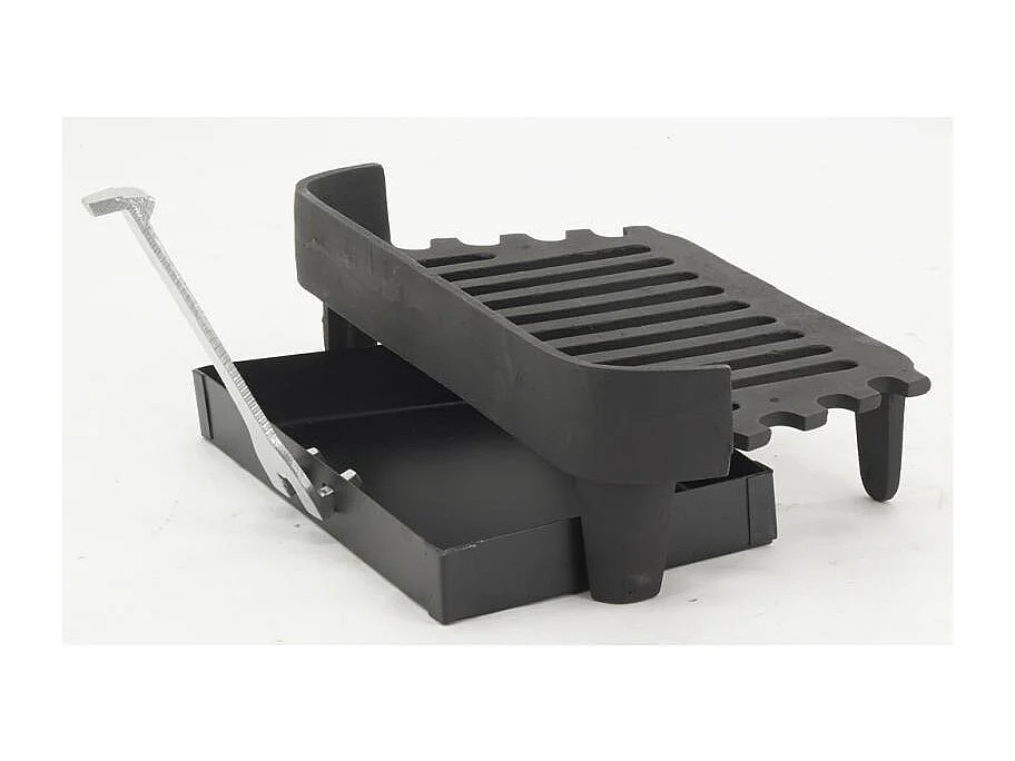 Grille de cheminée + tiroir à cendres en fonte