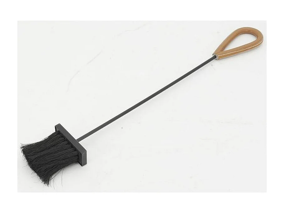 Valet de cheminée 4 accessoires en métal et cuir