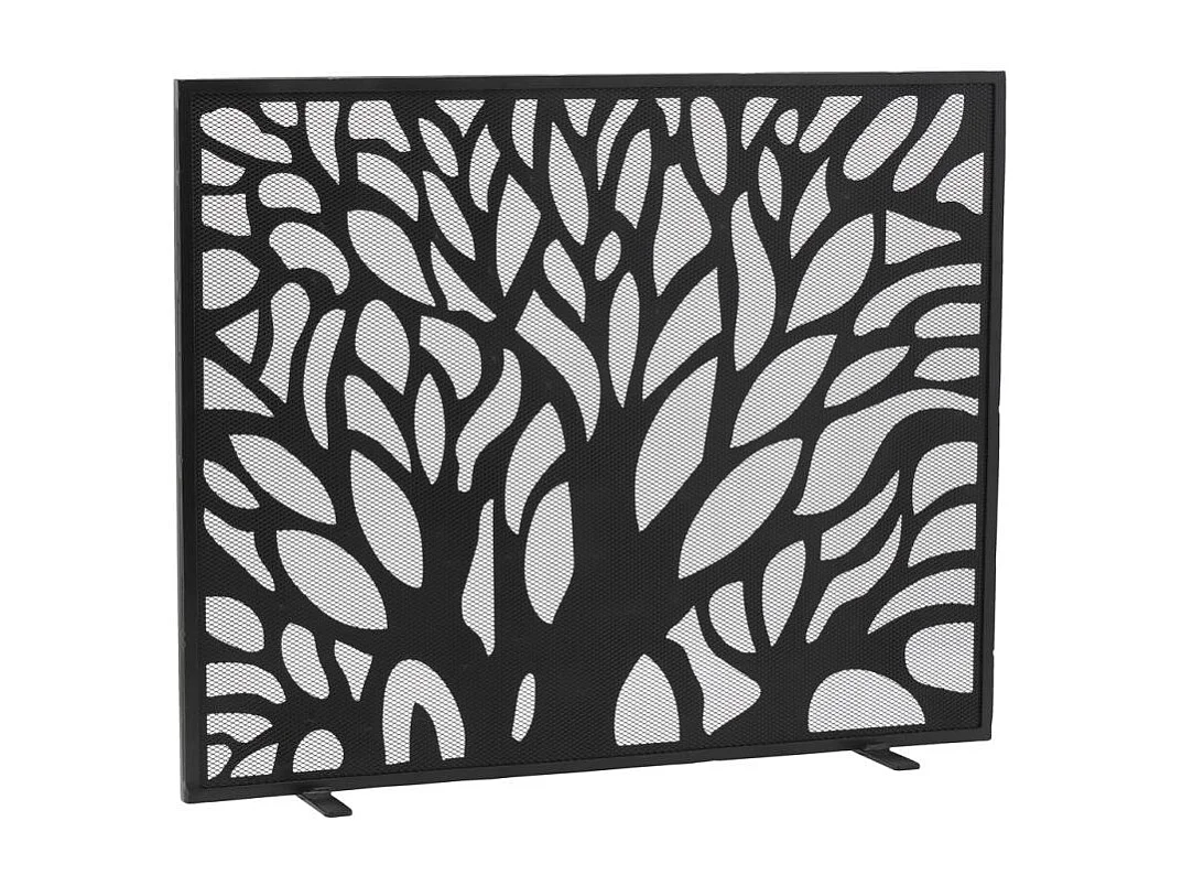 Pare-feu de cheminée en métal noir Arbre