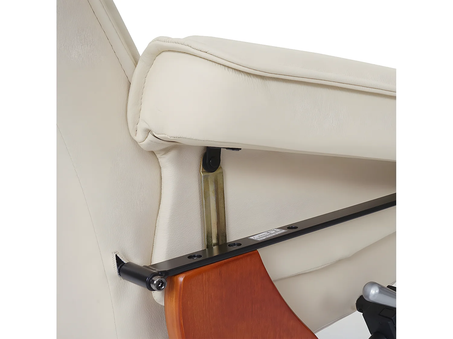 MCA fauteuil relax Hamilton, fauteuil de télévision, tabouret, cuir, charge 130kg - crème, doré