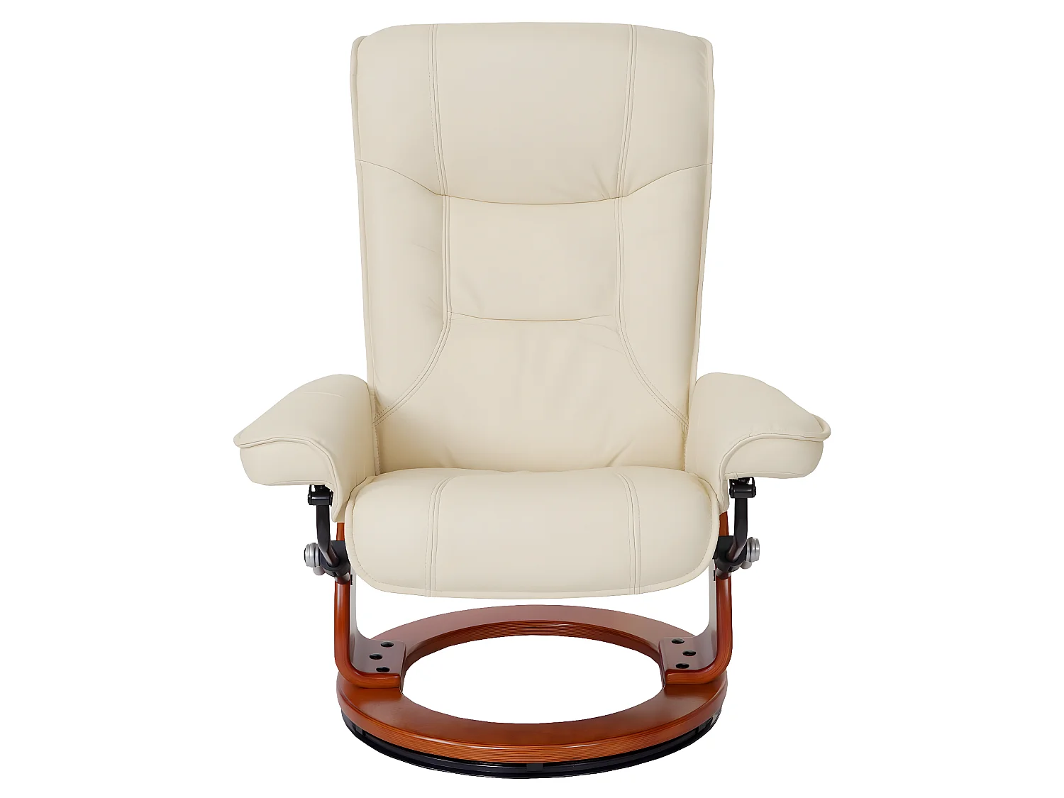 MCA fauteuil relax Hamilton, fauteuil de télévision, tabouret, cuir, charge 130kg - crème, doré