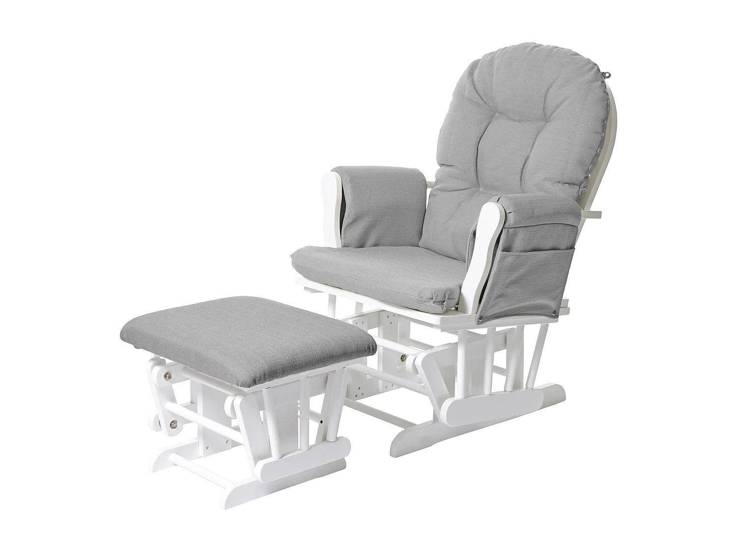 Fauteuil relax HWC-C76 fauteuil à bascule, rocking-chair, tissu - gris clair, monture blanche