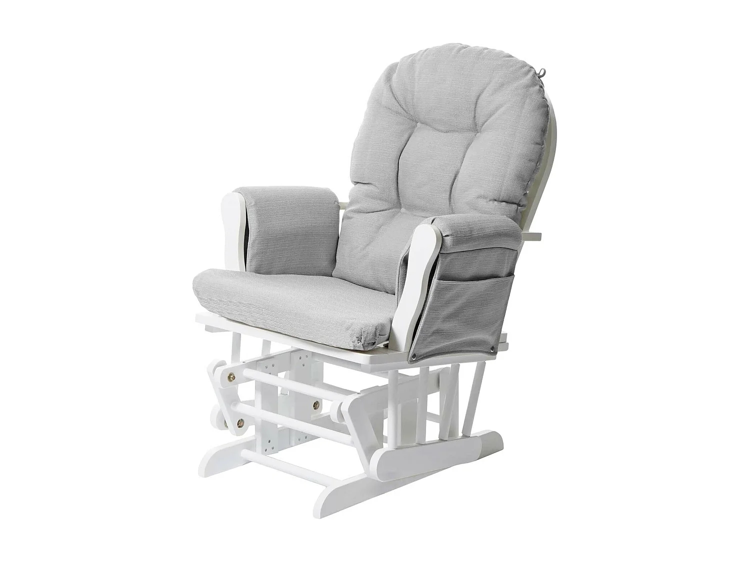 Fauteuil relax HWC-C76 fauteuil à bascule, rocking-chair, tissu - gris clair, monture blanche