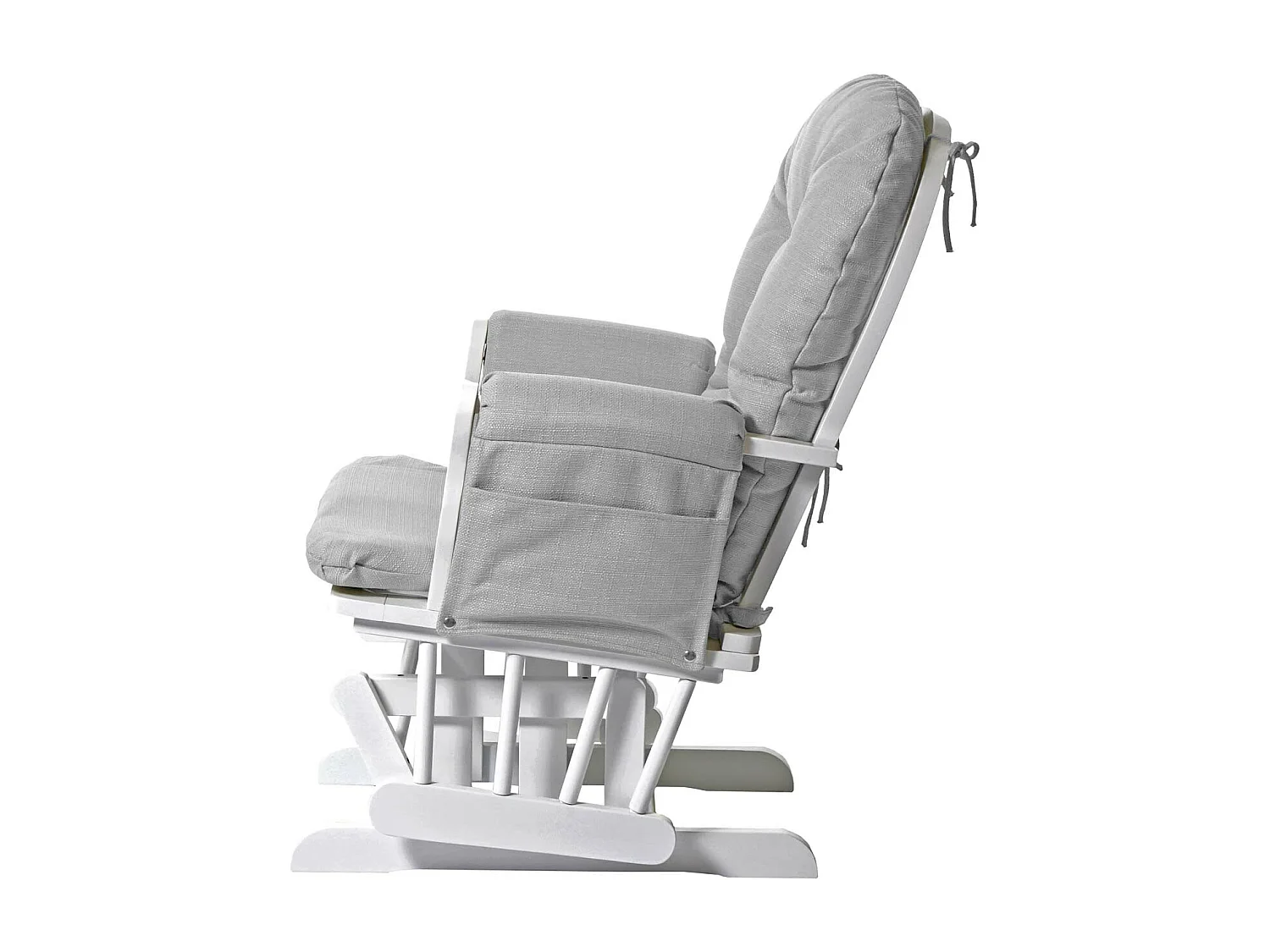 Fauteuil relax HWC-C76 fauteuil à bascule, rocking-chair, tissu - gris clair, monture blanche