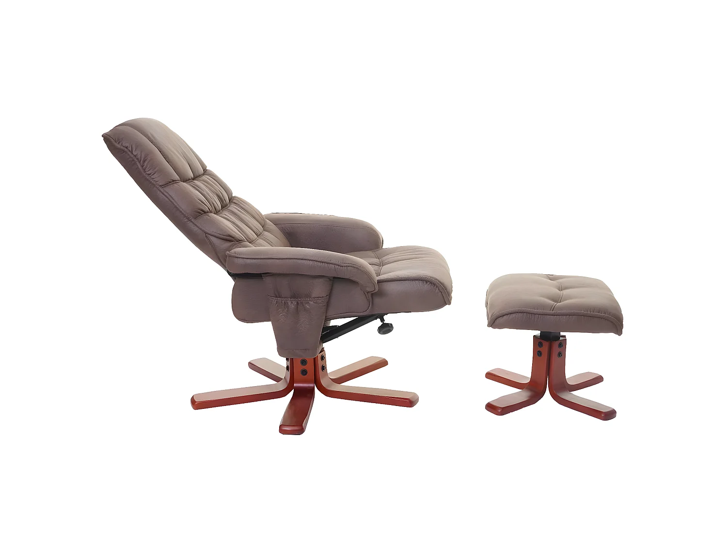 Fauteuil relax HWC-E30, fauteuil de télévision, siège TV avec tabouret - imitation de daim, marron
