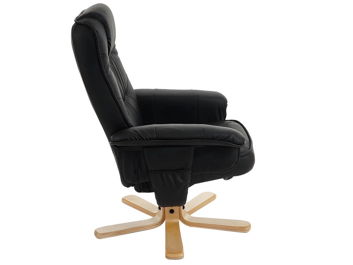 Fauteuil relax /de relaxation M56 avec pouf, simili-cuir, noir