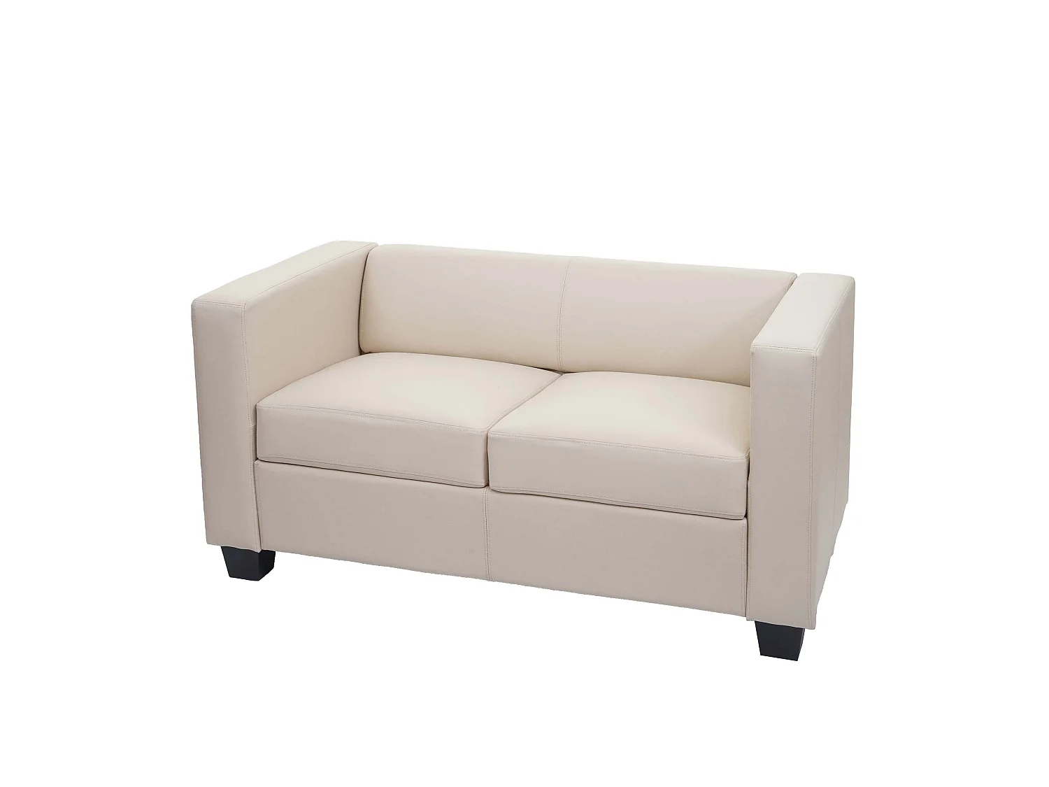 Canapé / sofa Lille, 2 places, 137x75x70cm, cuir reconstitué, crème