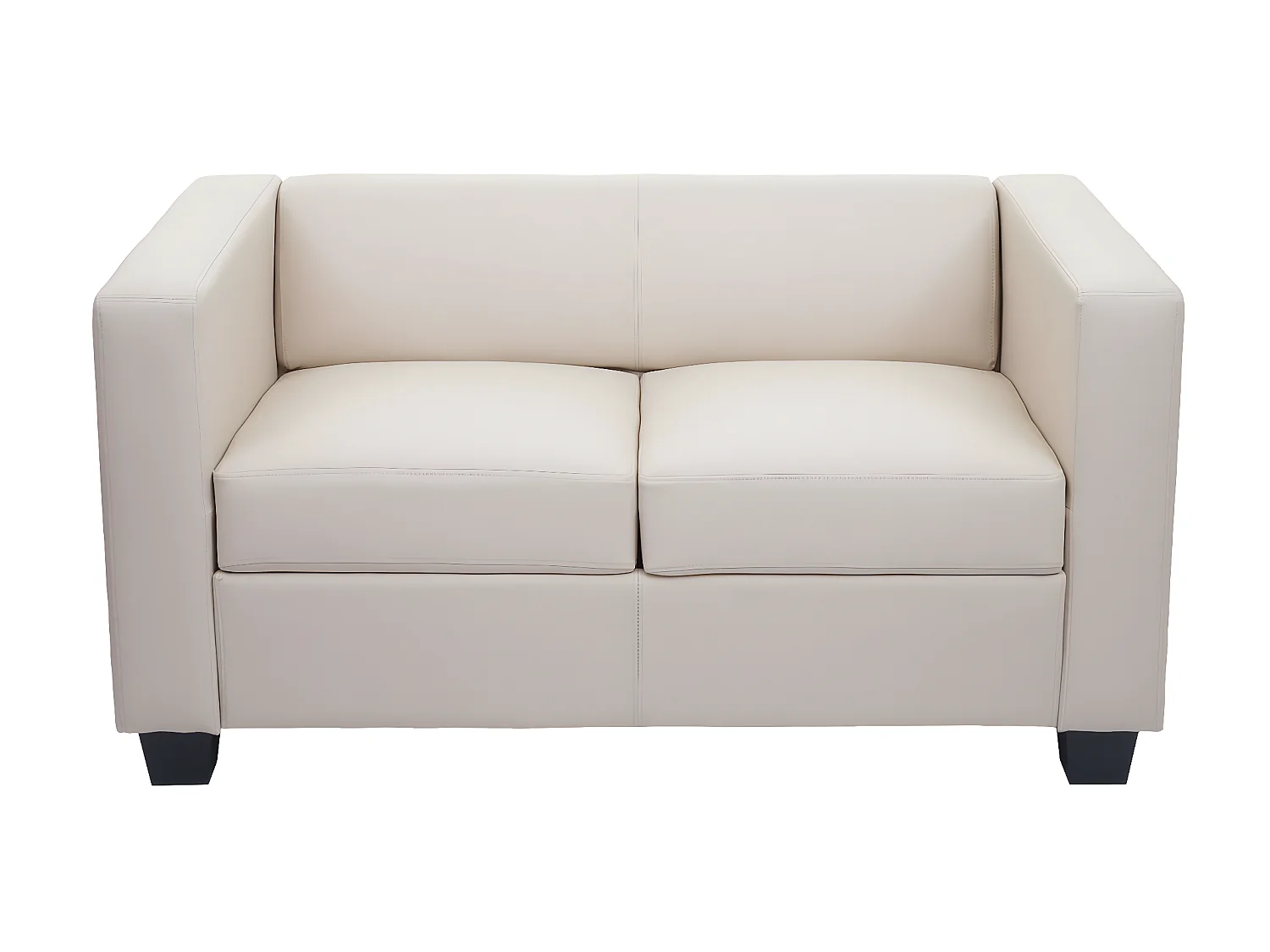 Canapé / sofa Lille, 2 places, 137x75x70cm, cuir reconstitué, crème