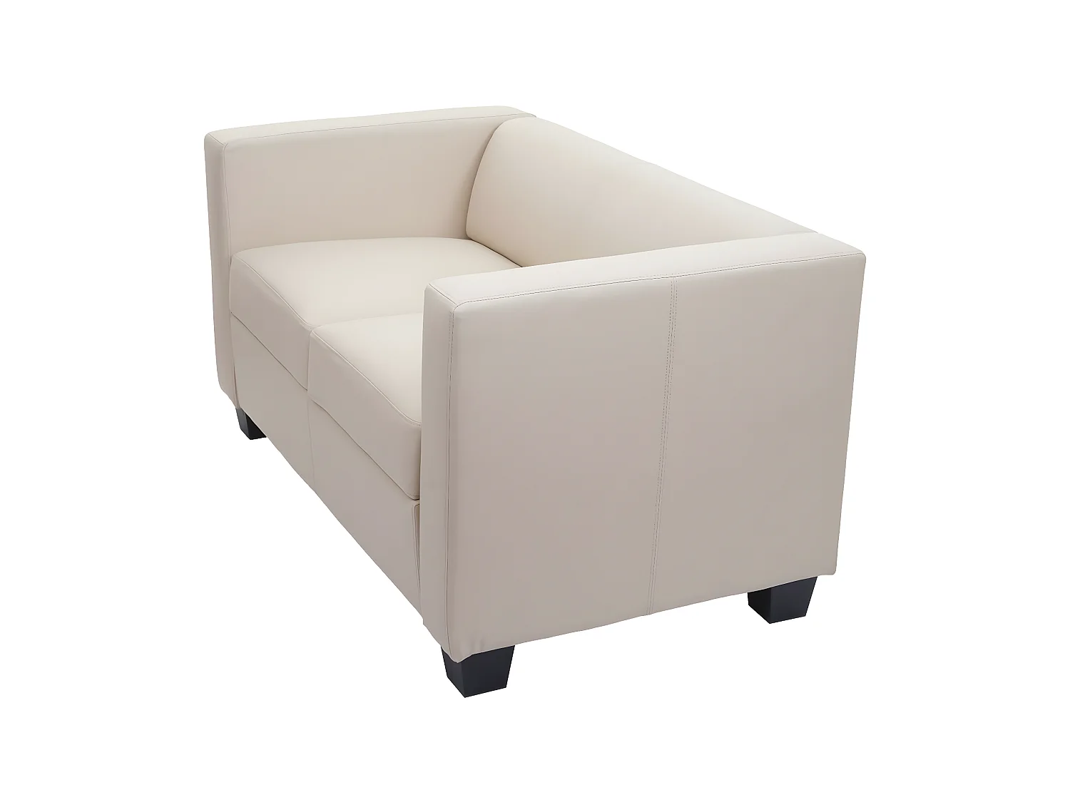 Canapé / sofa Lille, 2 places, 137x75x70cm, cuir reconstitué, crème